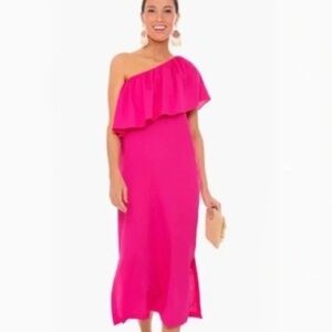 Tuckernuck Hot Pink XXL One Shoulder Ruffle Dress